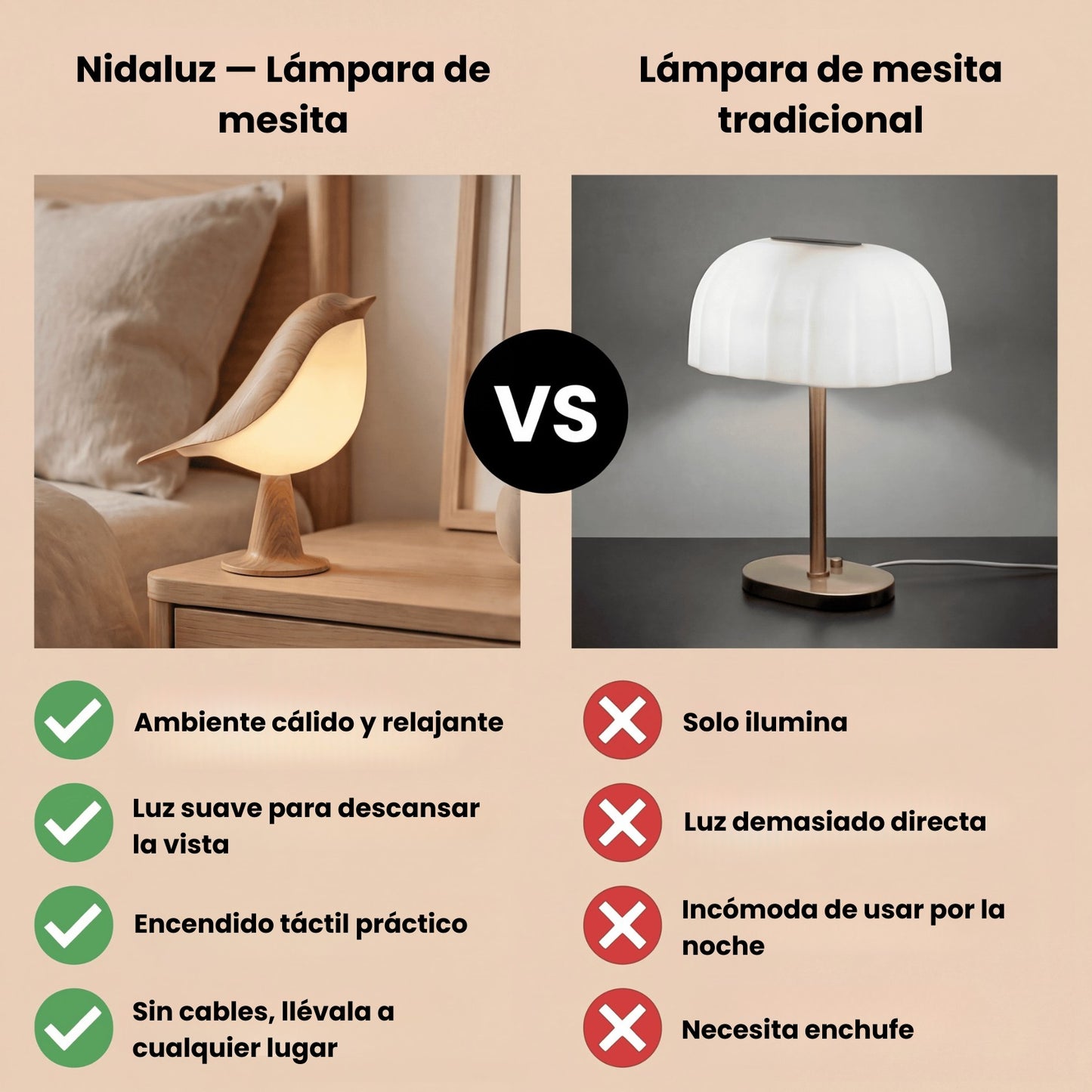 Nidaluz – Lámpara de Mesita